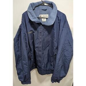 Vintage Mens Columbia Blue Full Zip High Collar Soft Fleece Lined Jacket XXL